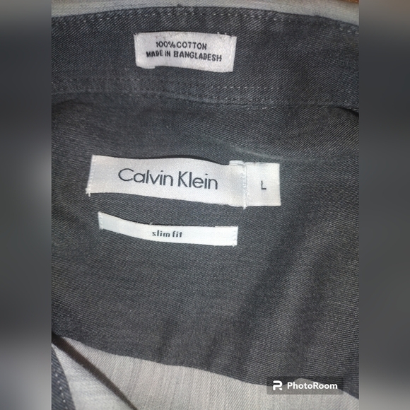 Calvin Klein Men's Dress Shirt Slim Fit Light gray L - Picture 4 of 4